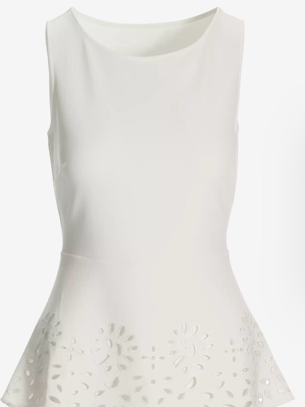 Boston Proper Beyond Travel White Peplum Laser-Cut Top in Small - Picture 3 of 9